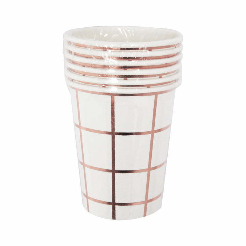 ROSE GOLD CHECK PAPER CUPS

(6pk)
