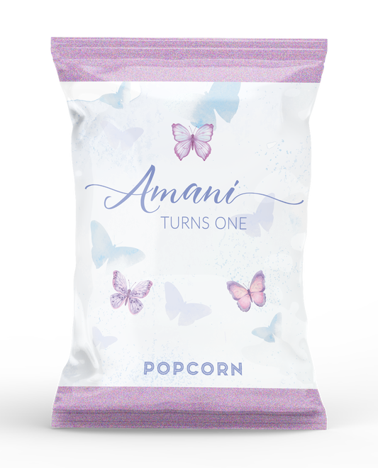 Butterfly Theme Popcorn Bag Purple